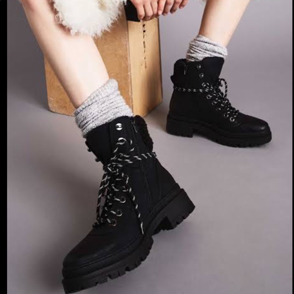 Steve Madden Keystone Faux Fur Combat Boots